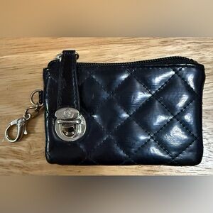 Black Quilted Leather Keychain Pouch